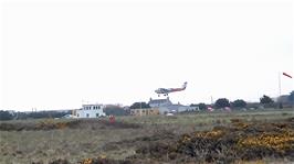 A light aircraft comes in to land at Perranporth Airport